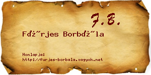 Fürjes Borbála névjegykártya